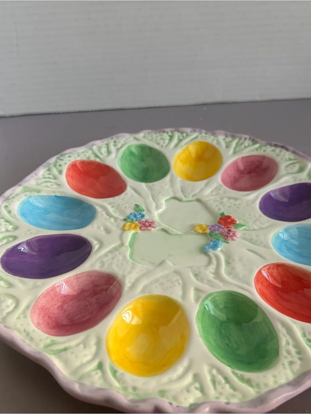 Lotus Ceramic Deviled Egg Plate